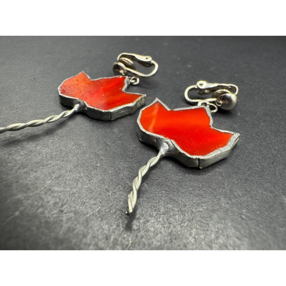 Vintage Solid Handmade Enamel Maple Leaf Fall Cli… - image 4